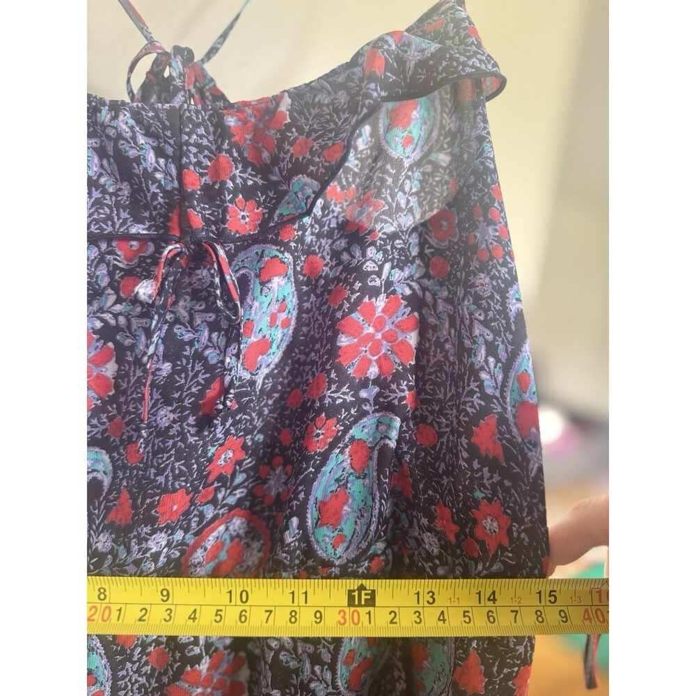 NEW Y2K American Eagle Paisley Midi Dress L Boho Fairy sun dress Pockets ruffle - Picture 5 of 16